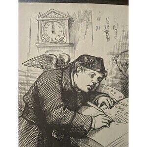 The Newest Arrival Thomas Nast Woodblock Engraved Print 1878 Harper's Weekly